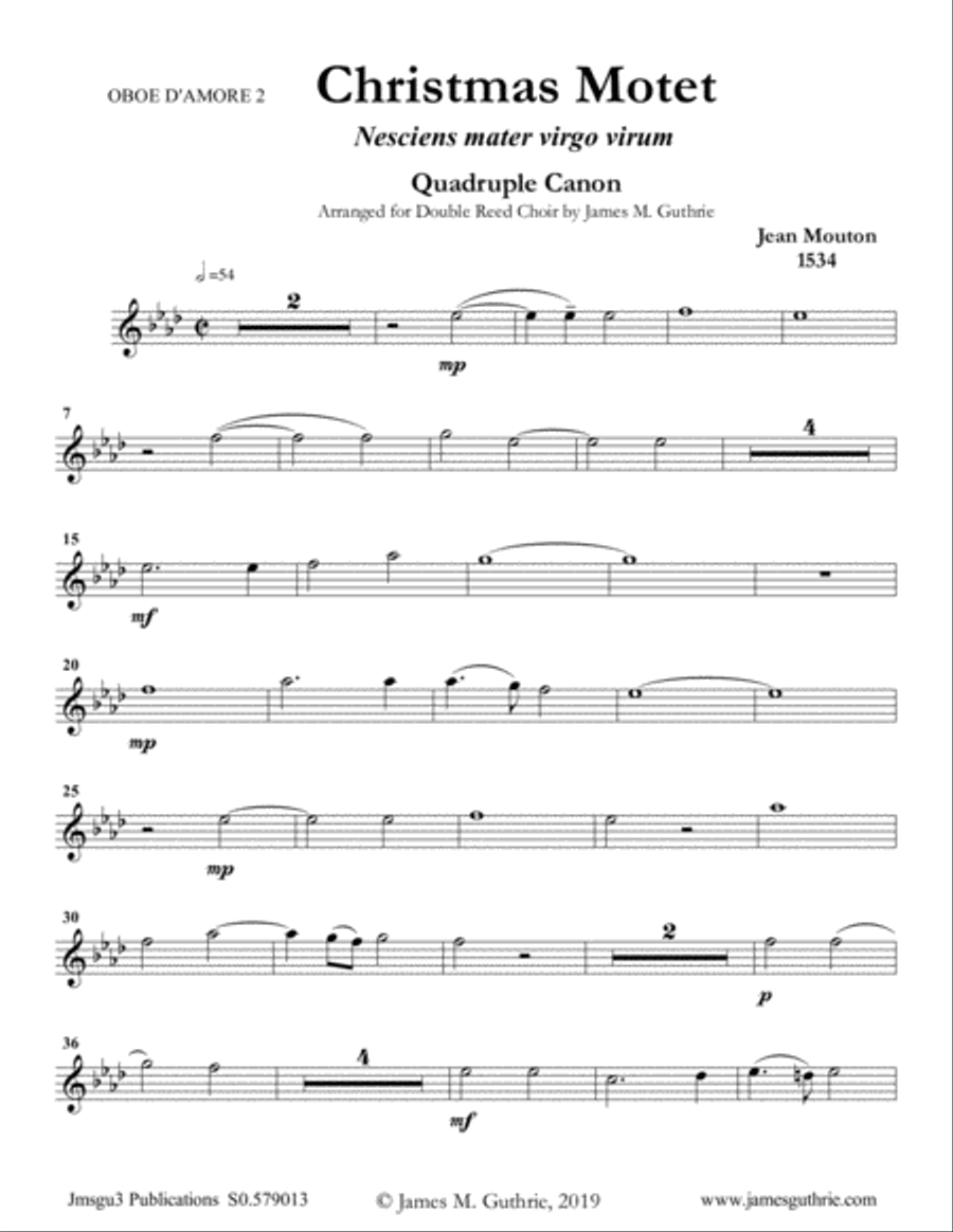 Mouton: Christmas Motet for Double Reed Choir Christmas scores gallery preview page 5