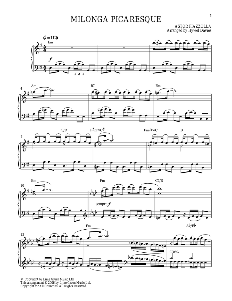 Milonga Picaresque Piano Solo scores gallery preview page 1