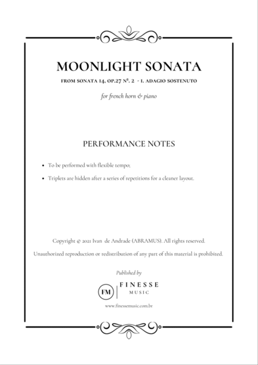 Moonlight Sonata for French Horn + Piano (duet) Moonlight Sonata for French Horn + Piano (duet) Brass Duet scores gallery preview page 2