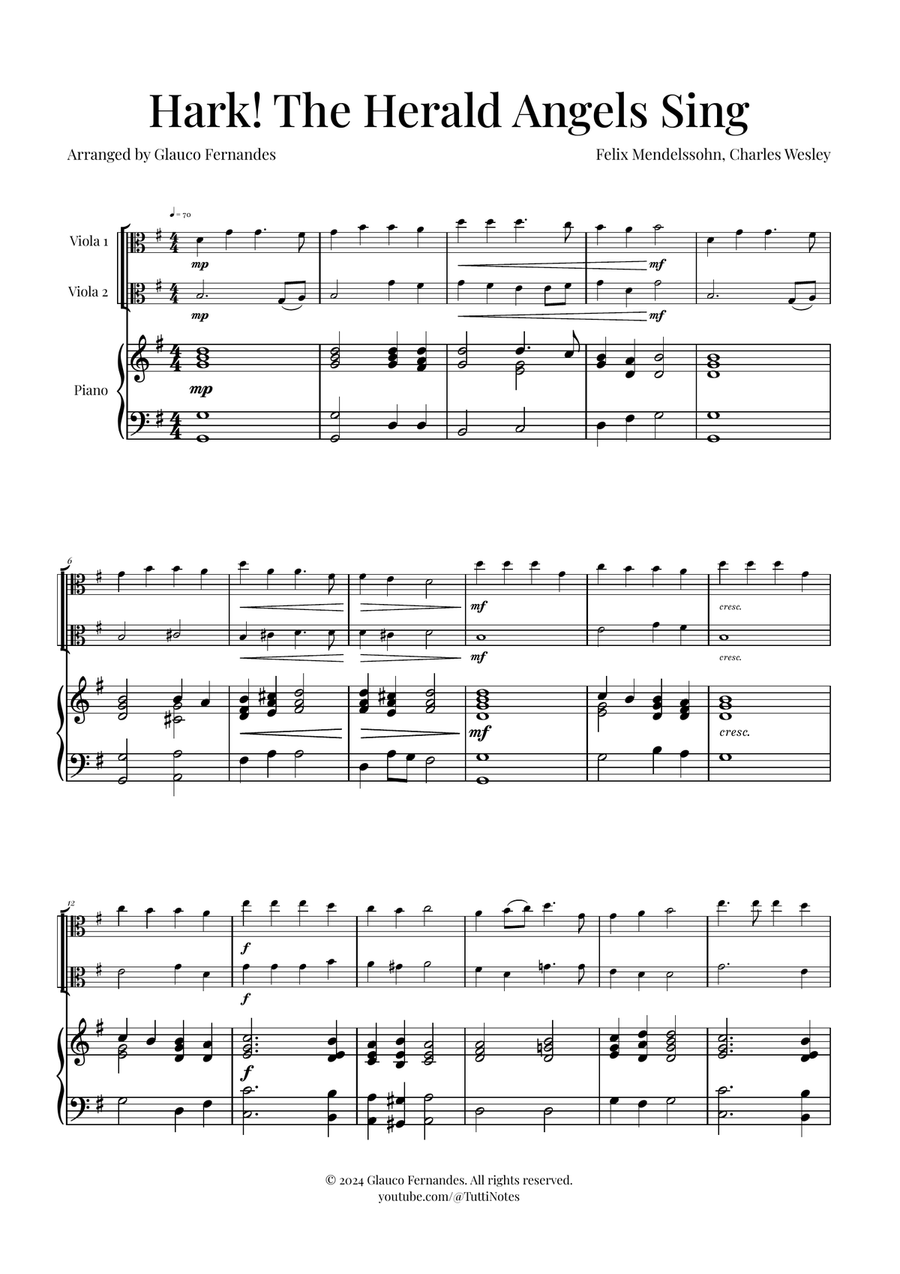Hark! The Herald Angels Sing - Christmas Carol Duet String Duet scores gallery preview page 1