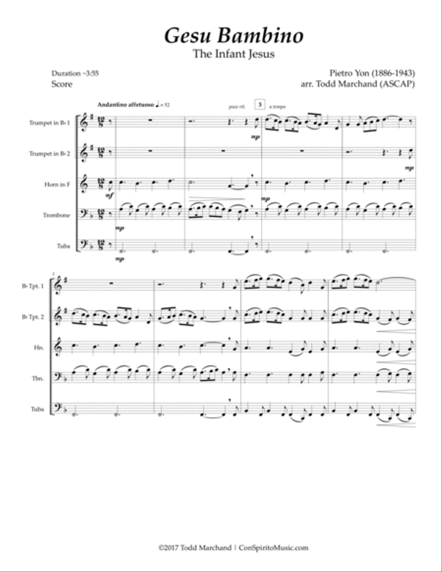 Gesu Bambino — brass quintet Brass Quintet scores gallery preview page 3