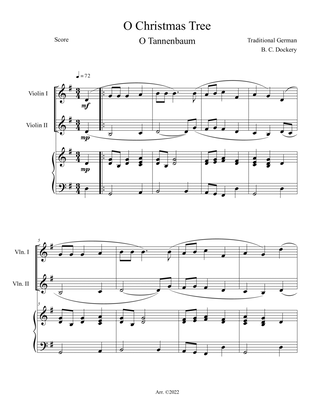 O Christmas Tree (O Tannenbaum) for Violin Duet with Piano Accompaniment