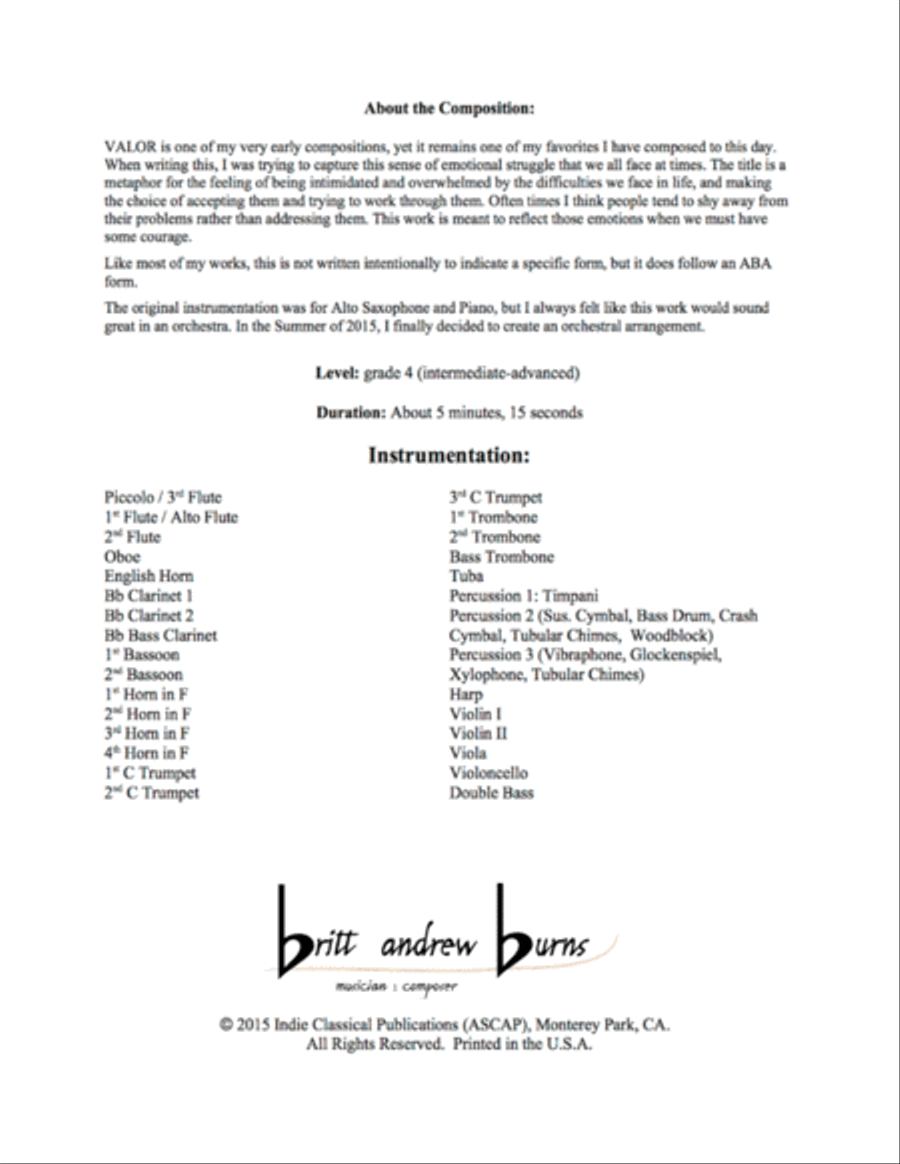 Valor - for Orchestra Full Orchestra scores gallery preview page 4