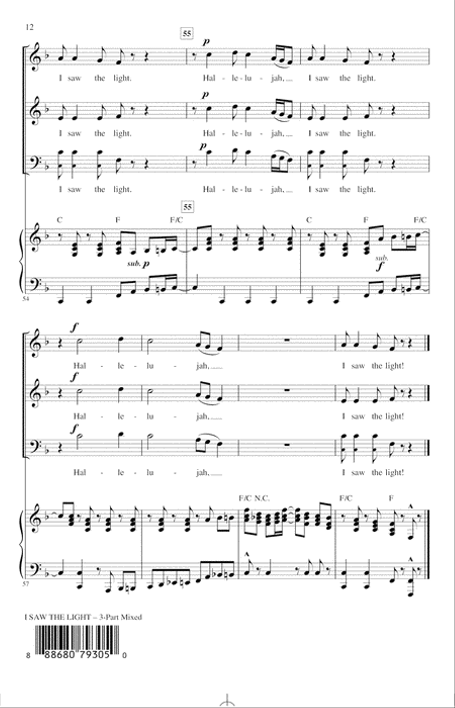 I Saw The Light (arr. Audrey Snyder) 3-Part scores gallery preview page 10