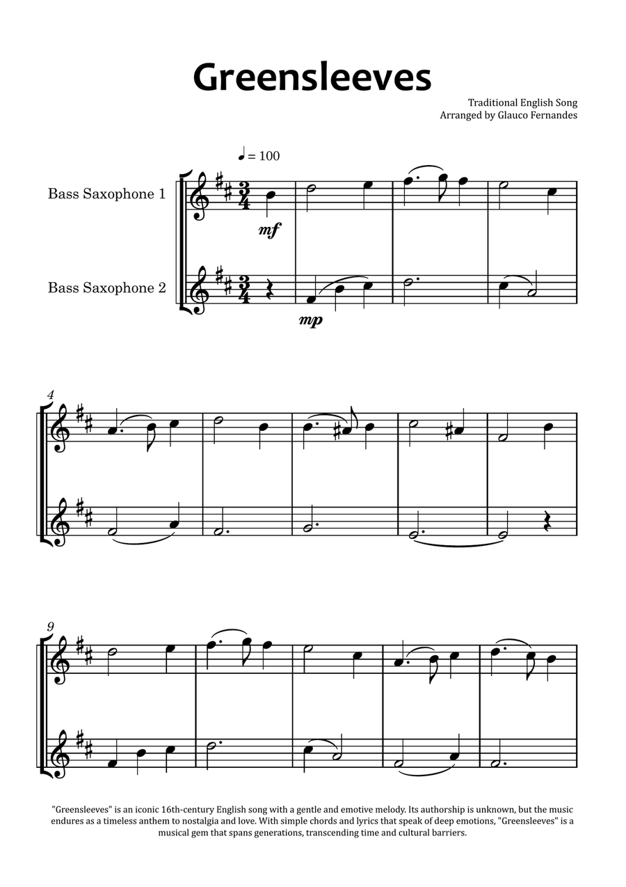 Greensleeves Woodwind Duet scores gallery preview page 1
