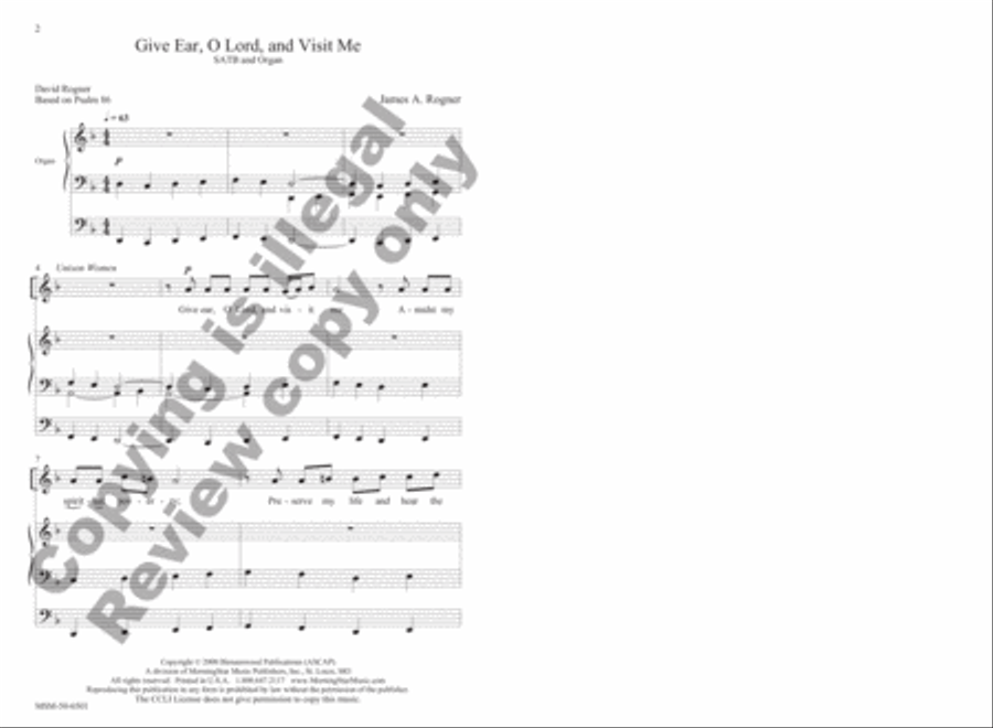 Give Ear, O Lord, and Visit Me 4-Part scores gallery preview page 2