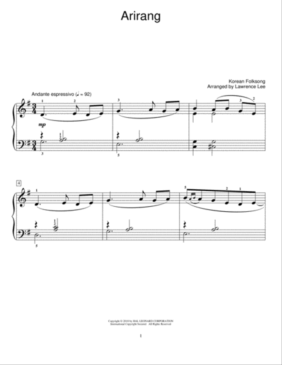 Arirang Arirang Piano Method scores gallery preview page 1