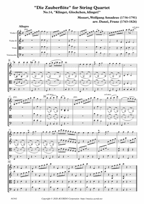 "Die Zauberflöte" for String Quartet, No.14, "Klinget, Glockchen, klinget!"