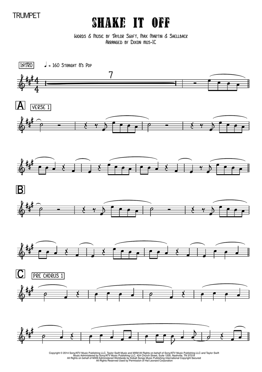 Shake It Off Trumpet Duet scores gallery preview page 1