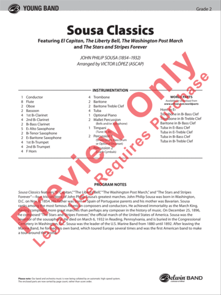 Sousa Classics Concert Band scores gallery preview page 2