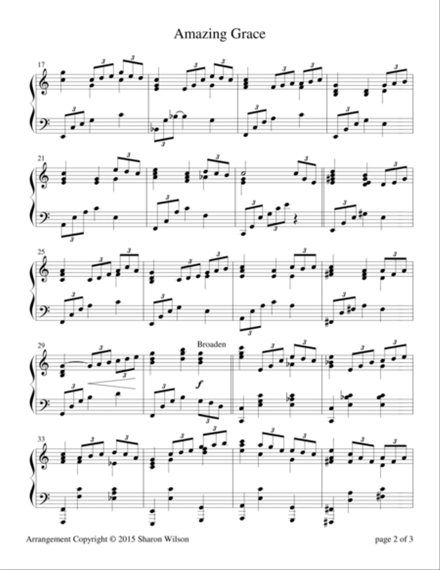 Amazing Grace Amazing Grace Piano Solo scores gallery preview page 2