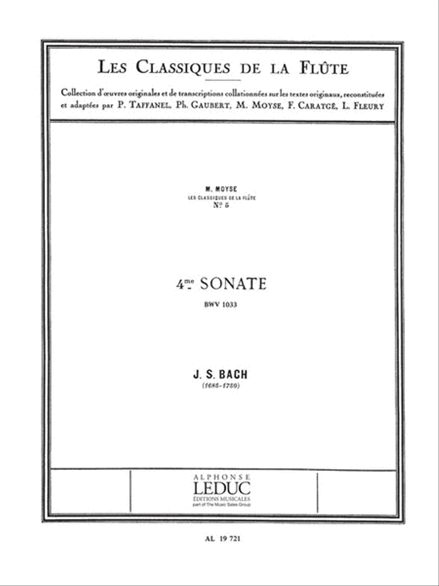 Sonata No. 4, BWV1033 in C Major - Classiques No. 5 Flute Solo scores gallery preview page 1