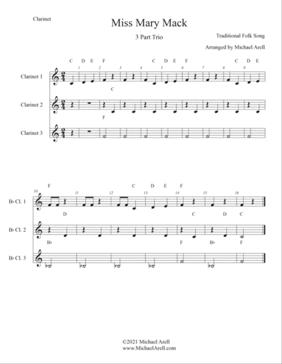 Miss Mary Mack--Beginner Clarinet Woodwind Ensemble scores gallery preview page 2