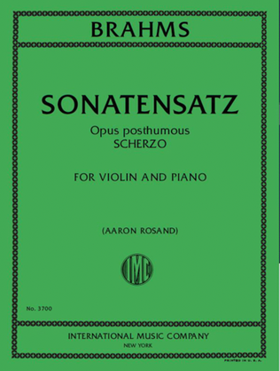 Book cover for Sonatensatz, Opus Post., Scherzo