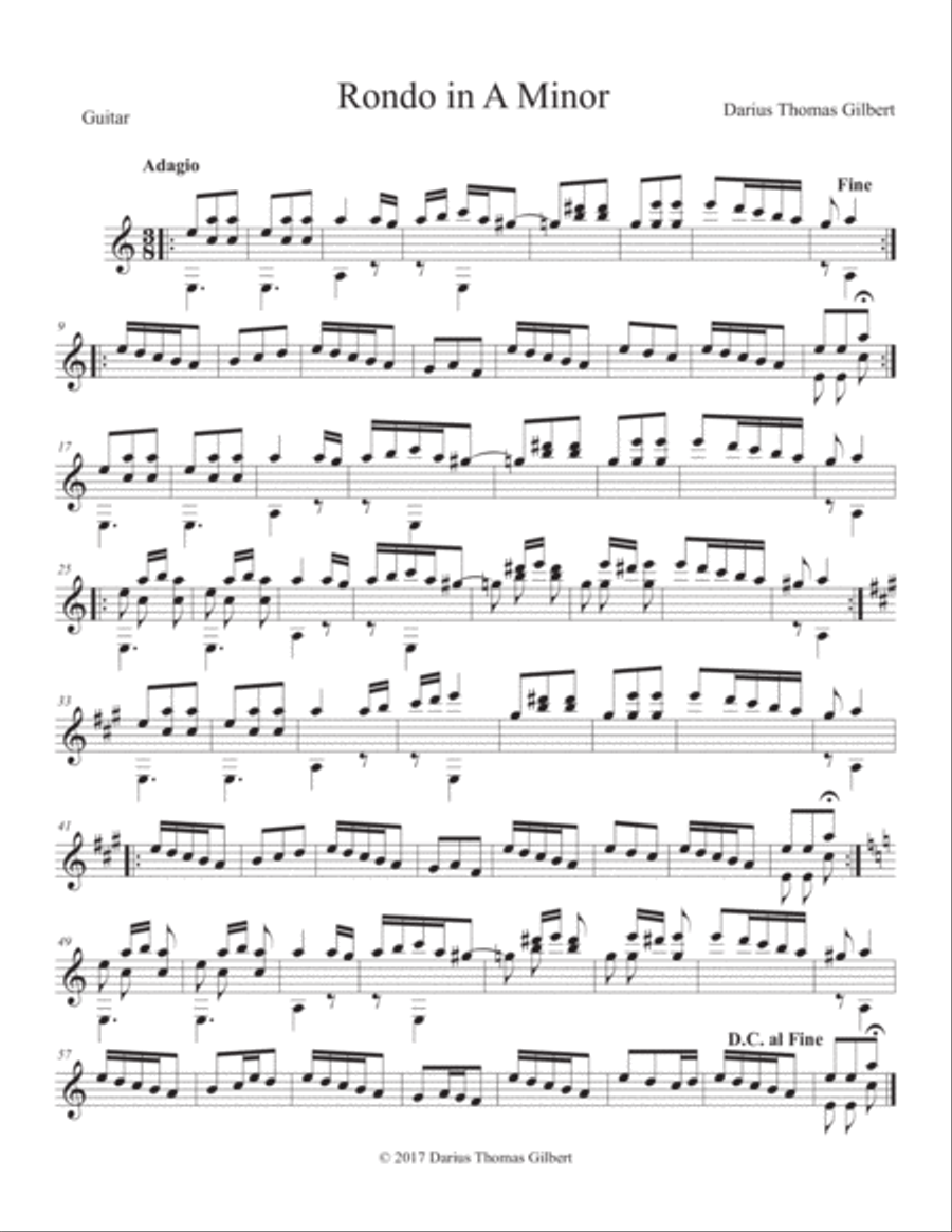 Rondo in A Minor Classical Guitar scores gallery preview page 1