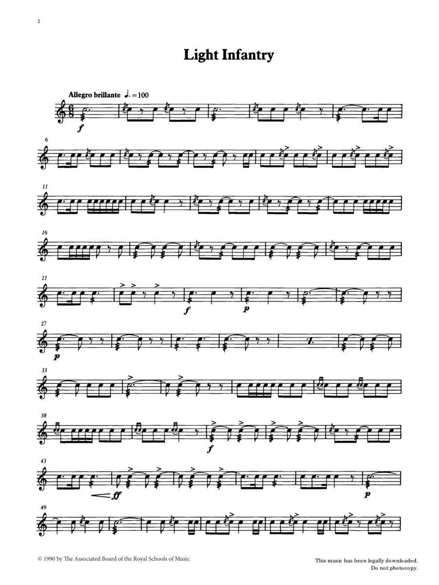 Light Infantry from Graded Music for Snare Drum, Book IV Percussion scores gallery preview page 1