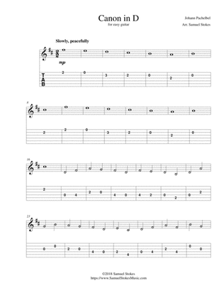 Pachelbel's Canon in D - for easy guitar with TAB