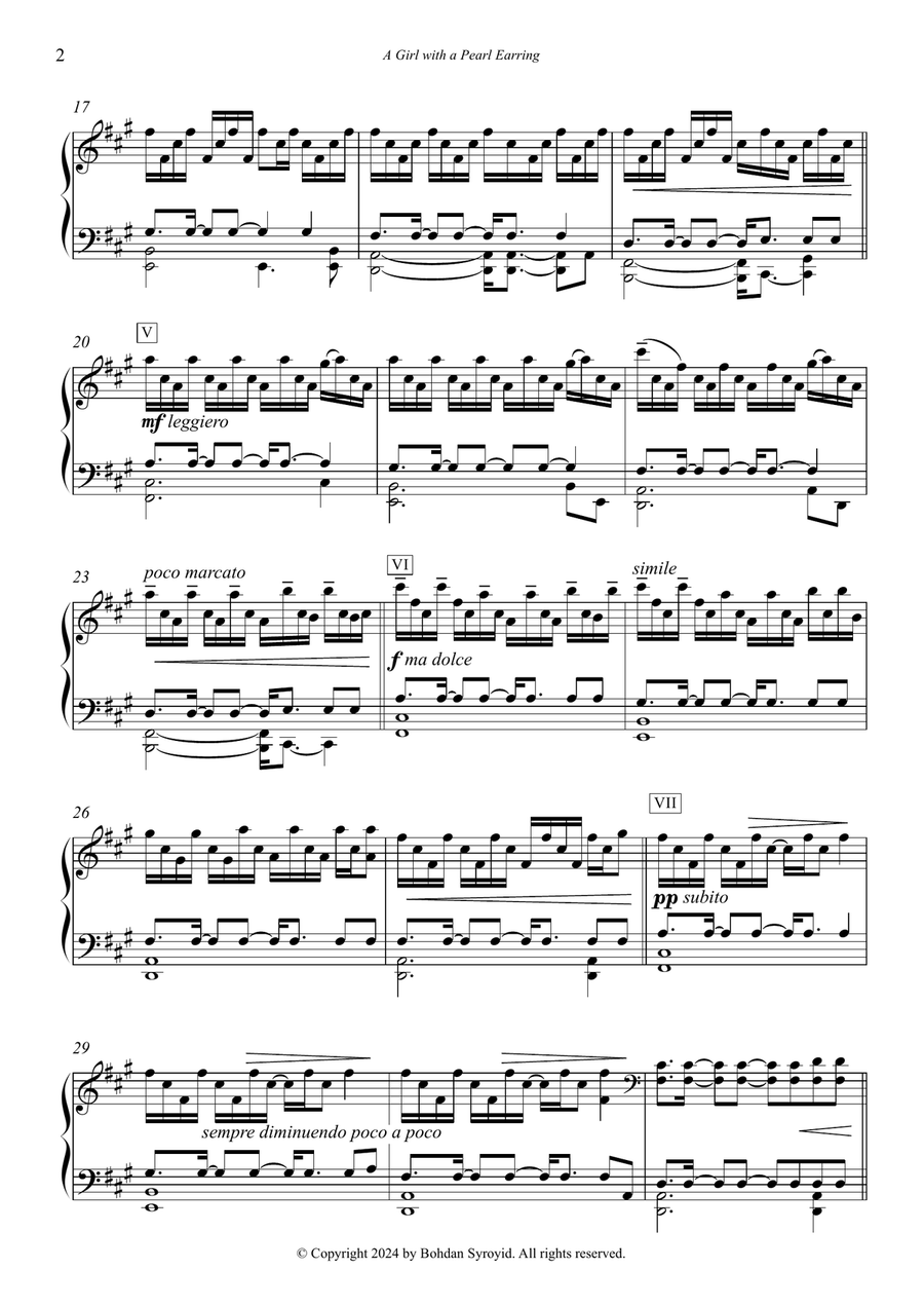 A Girl with a Pearl Earring Piano Solo scores gallery preview page 2