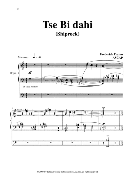 Frederick Frahm: Tse Bi dahi (Shiprock) for organ