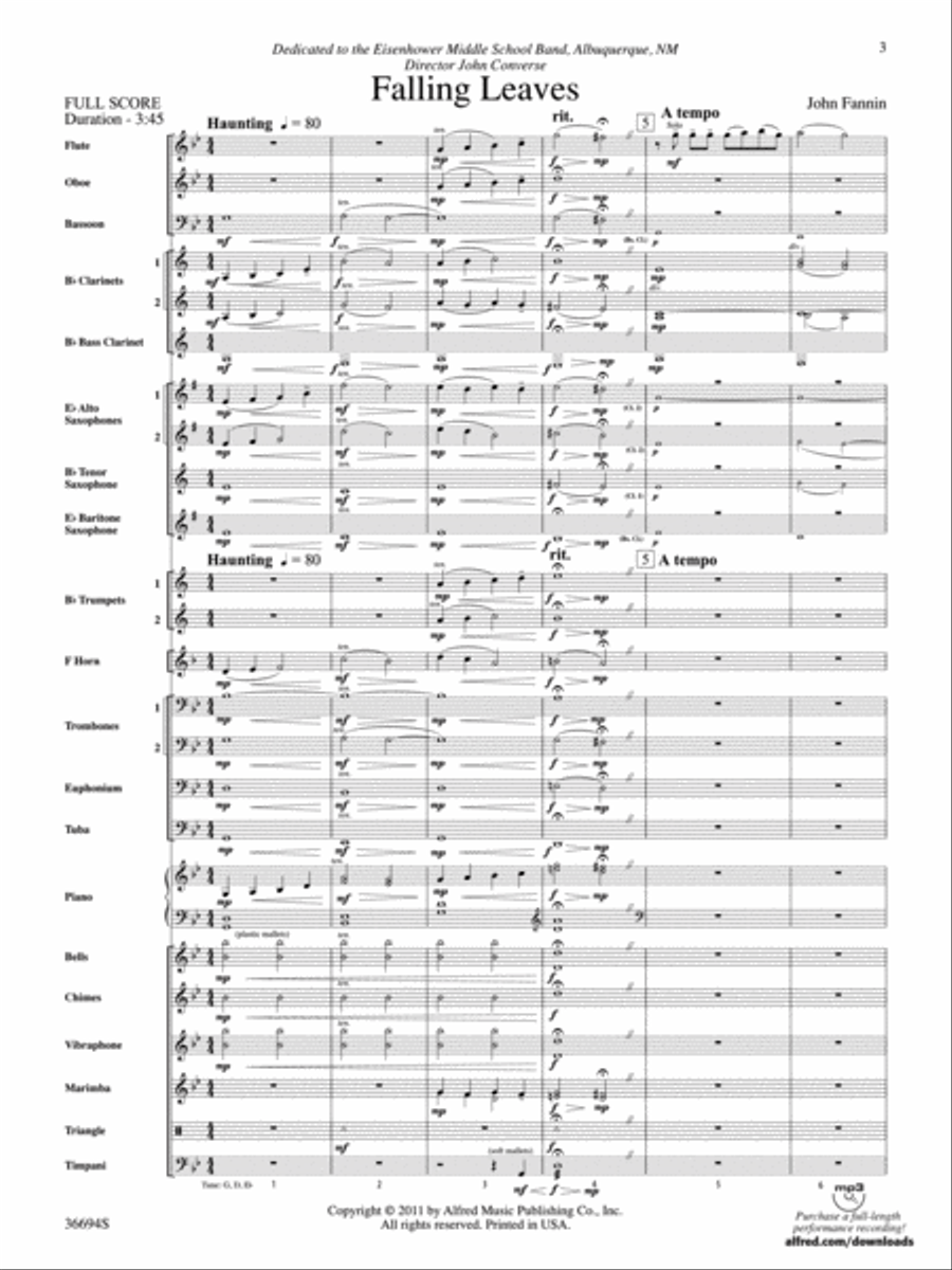 Falling Leaves Concert Band scores gallery preview page 2