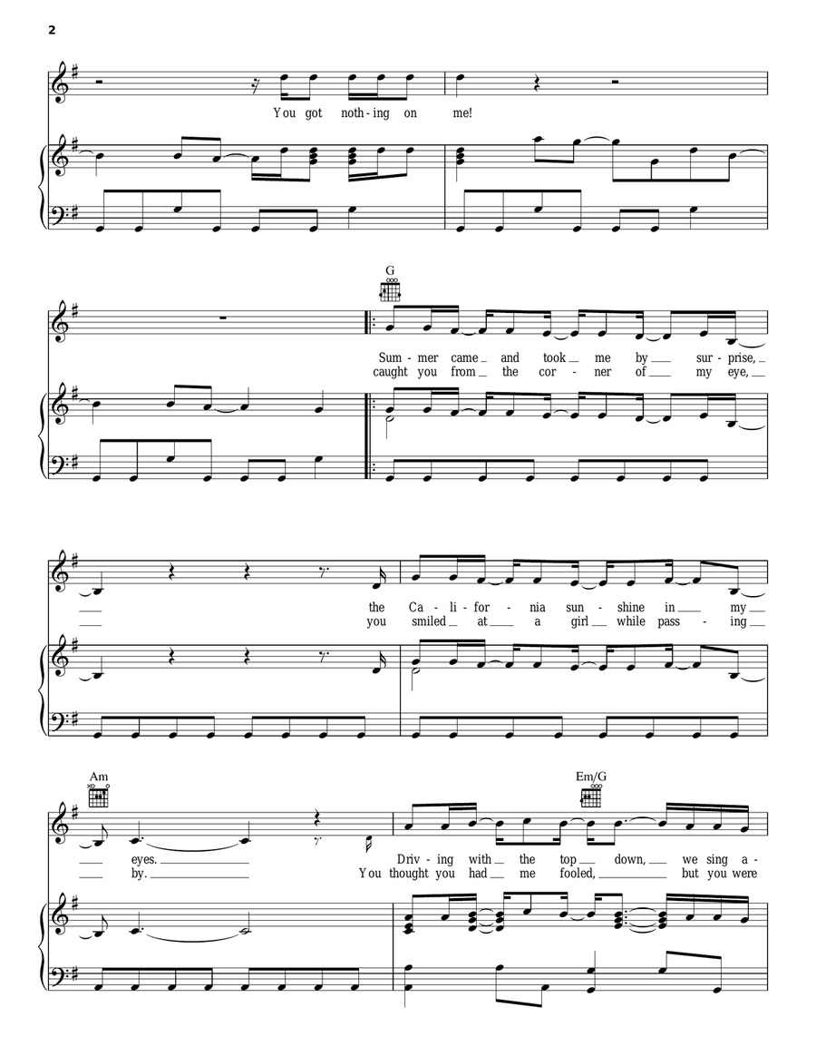 U Got Nothin' On Me U Got Nothin' On Me Piano, Vocal, Guitar scores gallery preview page 2
