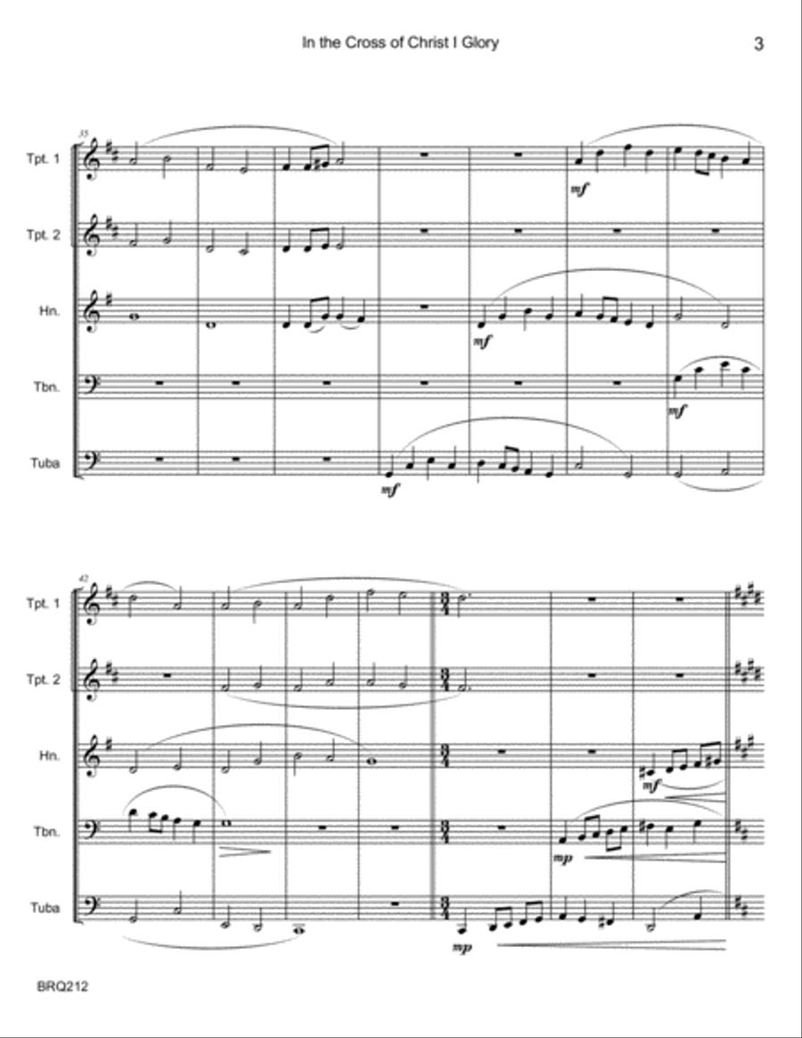 IN THE CROSS OF CHRIST I GLORY - BRASS QUINTET (unaccompanied) Brass Quintet scores gallery preview page 3