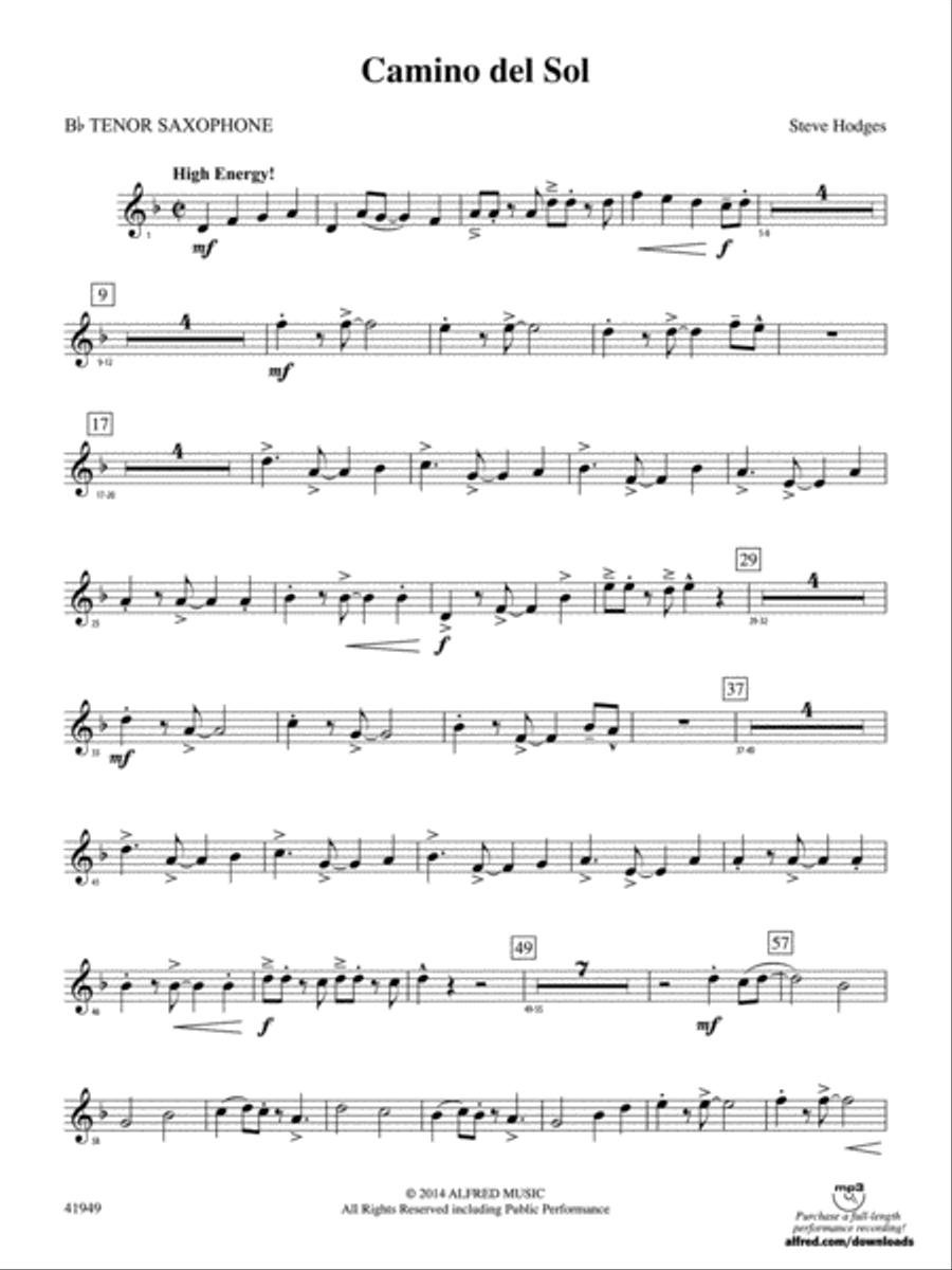 Camino del Sol: B-flat Tenor Saxophone