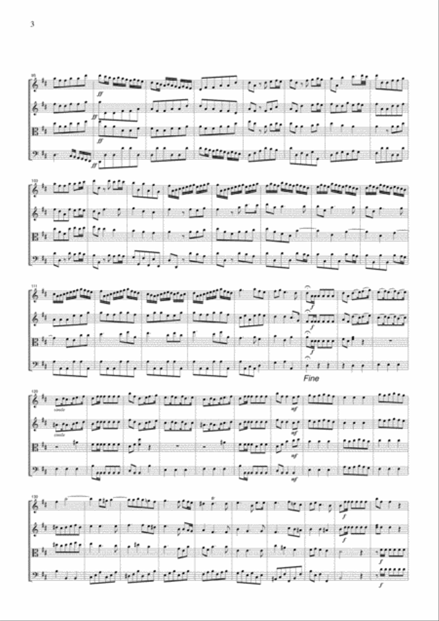 Handel Royal Fireworks Music Overture, for string quartet, CH111 String Quartet scores gallery preview page 3