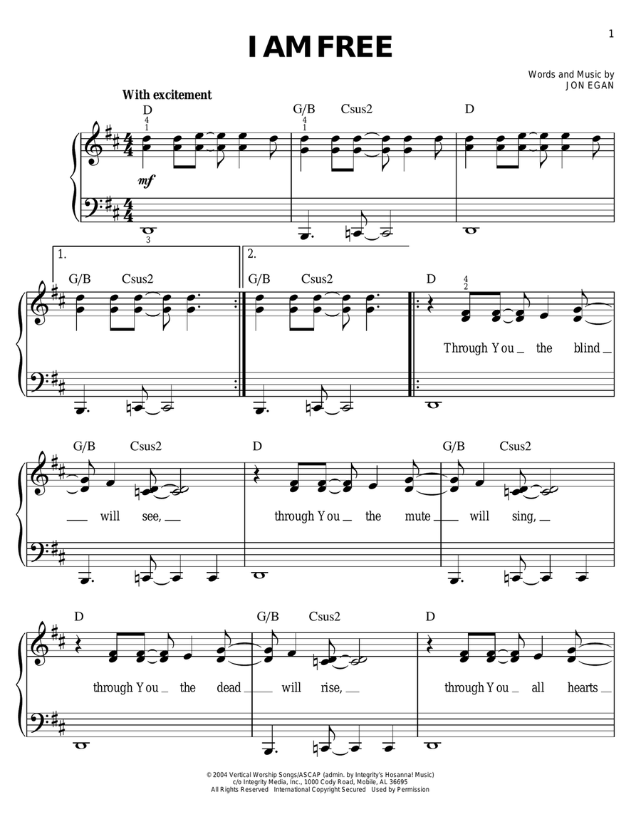 I Am Free Voice scores gallery preview page 1