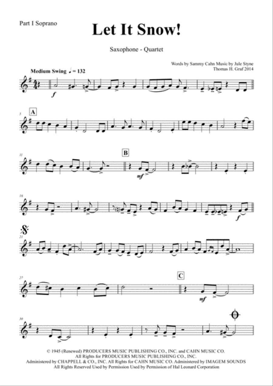 Let It Snow! Let It Snow! Let It Snow! Saxophone Quartet scores gallery preview page 3