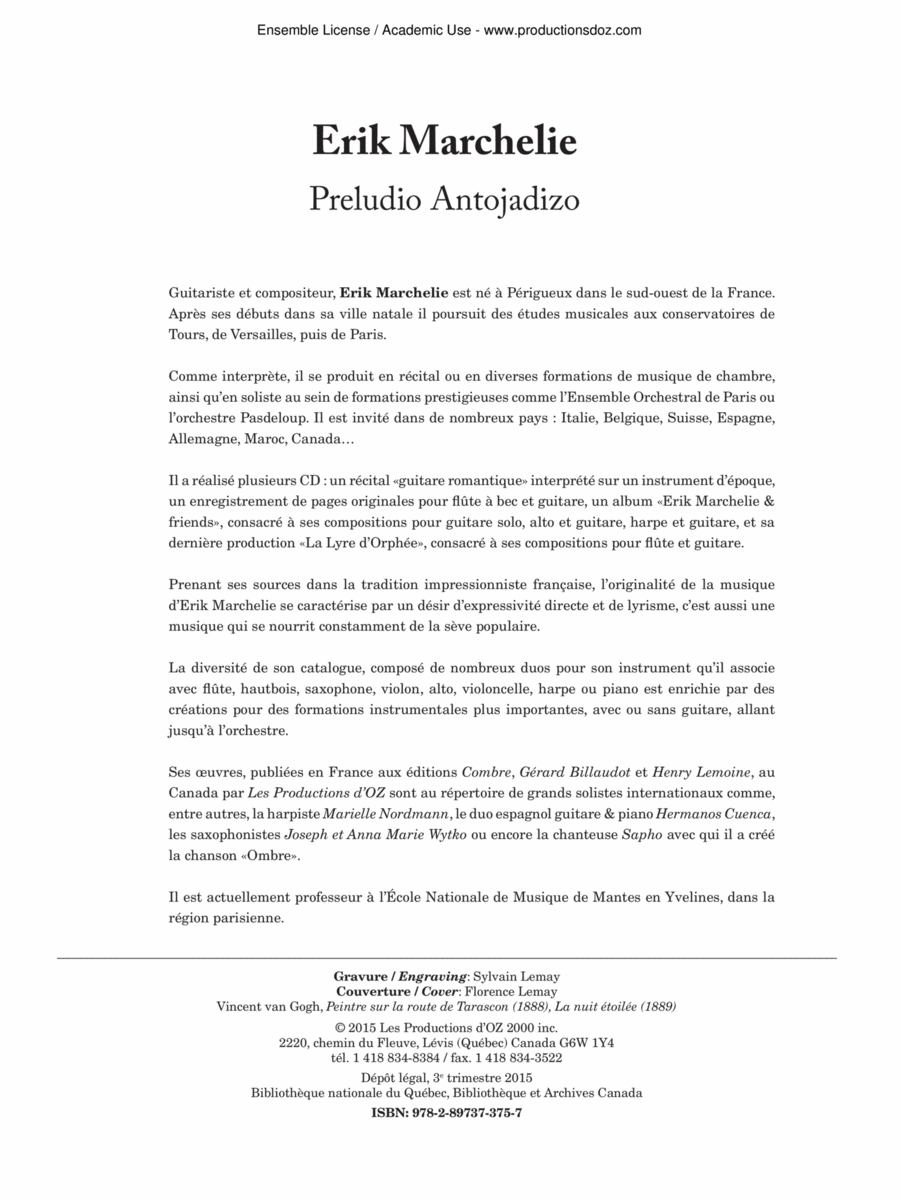 Preludio Antojadizo Classical Guitar scores gallery preview page 1