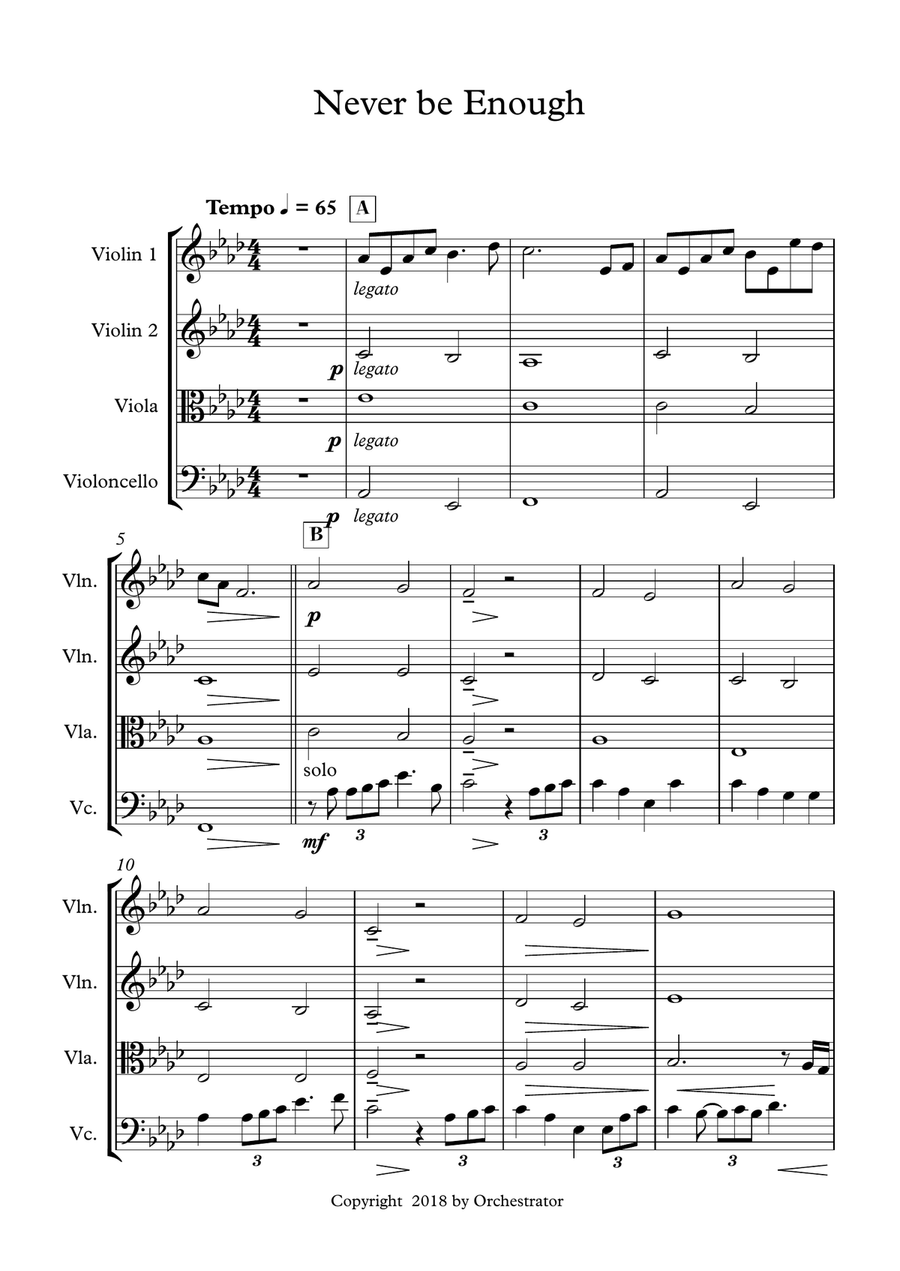 Never Enough String Quartet scores gallery preview page 1