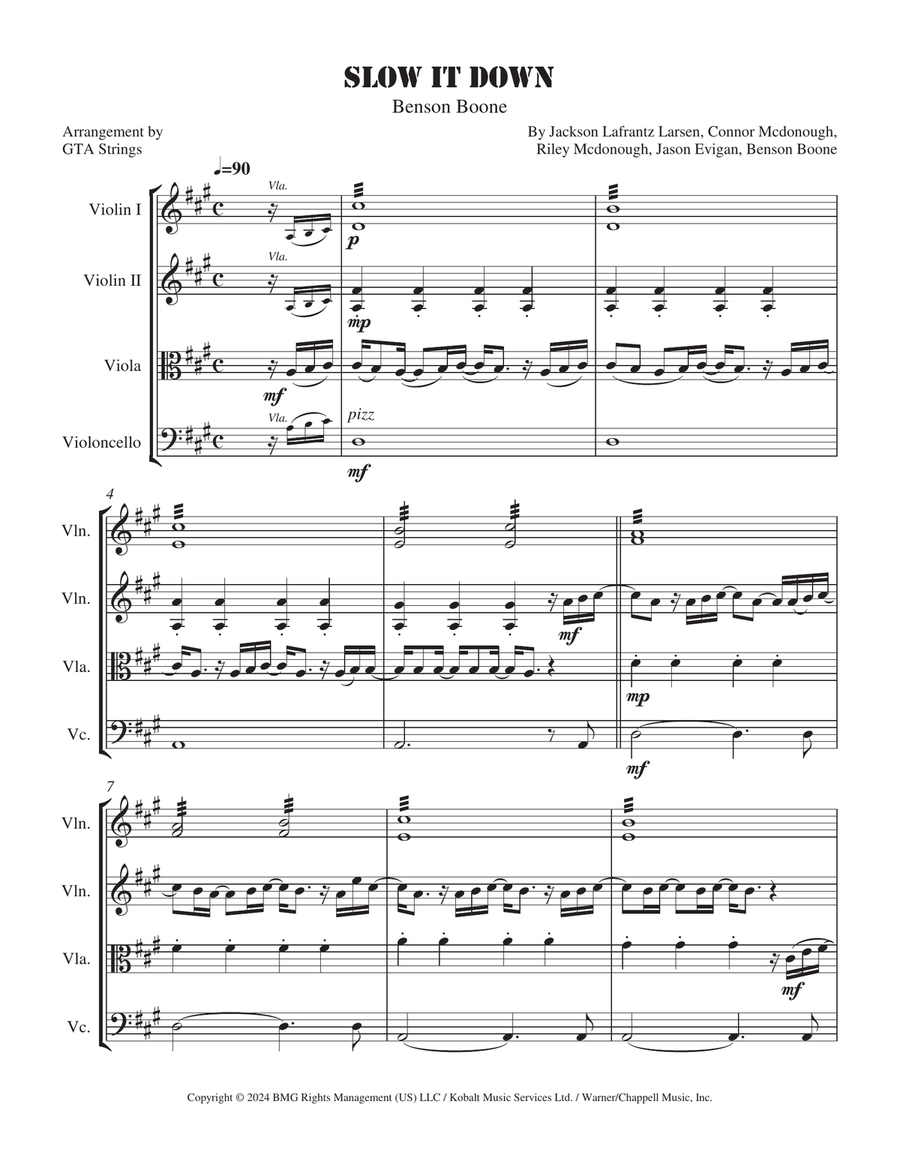Slow It Down String Quartet scores gallery preview page 1