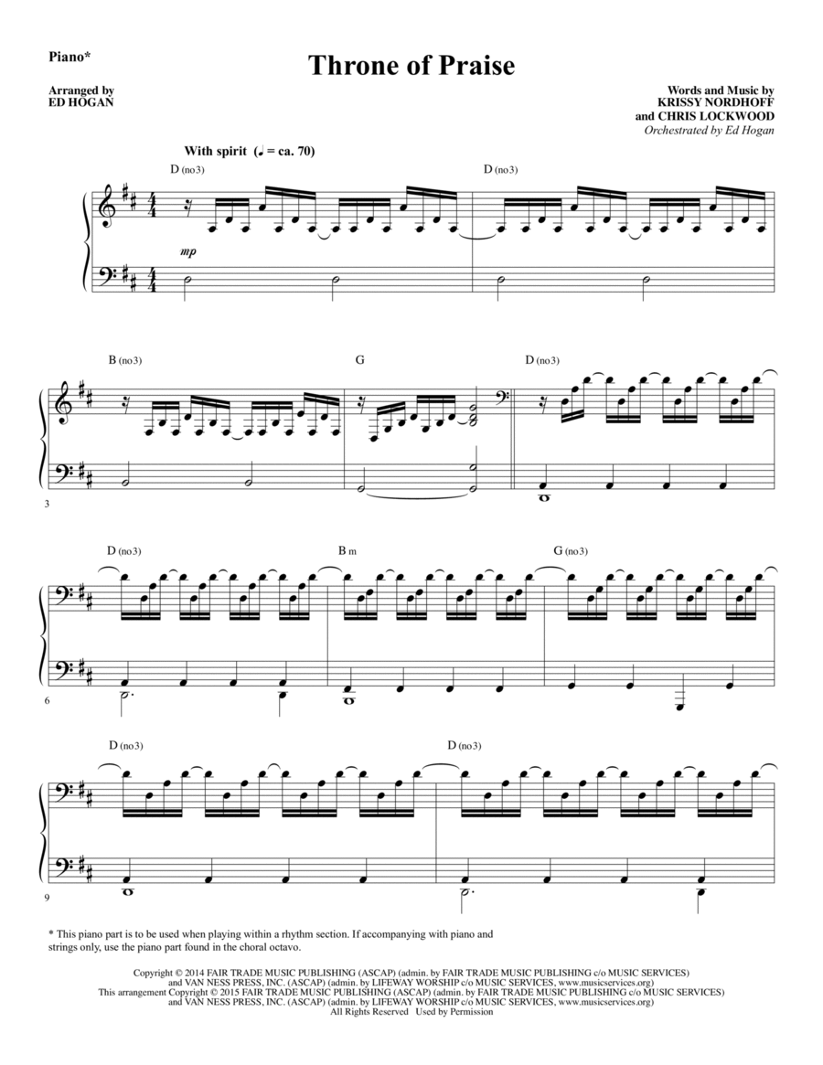 Throne of Praise - Piano Throne of Praise - Piano Choir scores gallery preview page 1