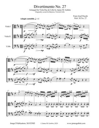 Haydn: Divertimento No. 27, Trio for 2 Violas & Cello