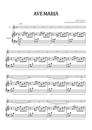 Bach / Gounod Ave Maria in C major • contralto sheet music with piano accompaniment