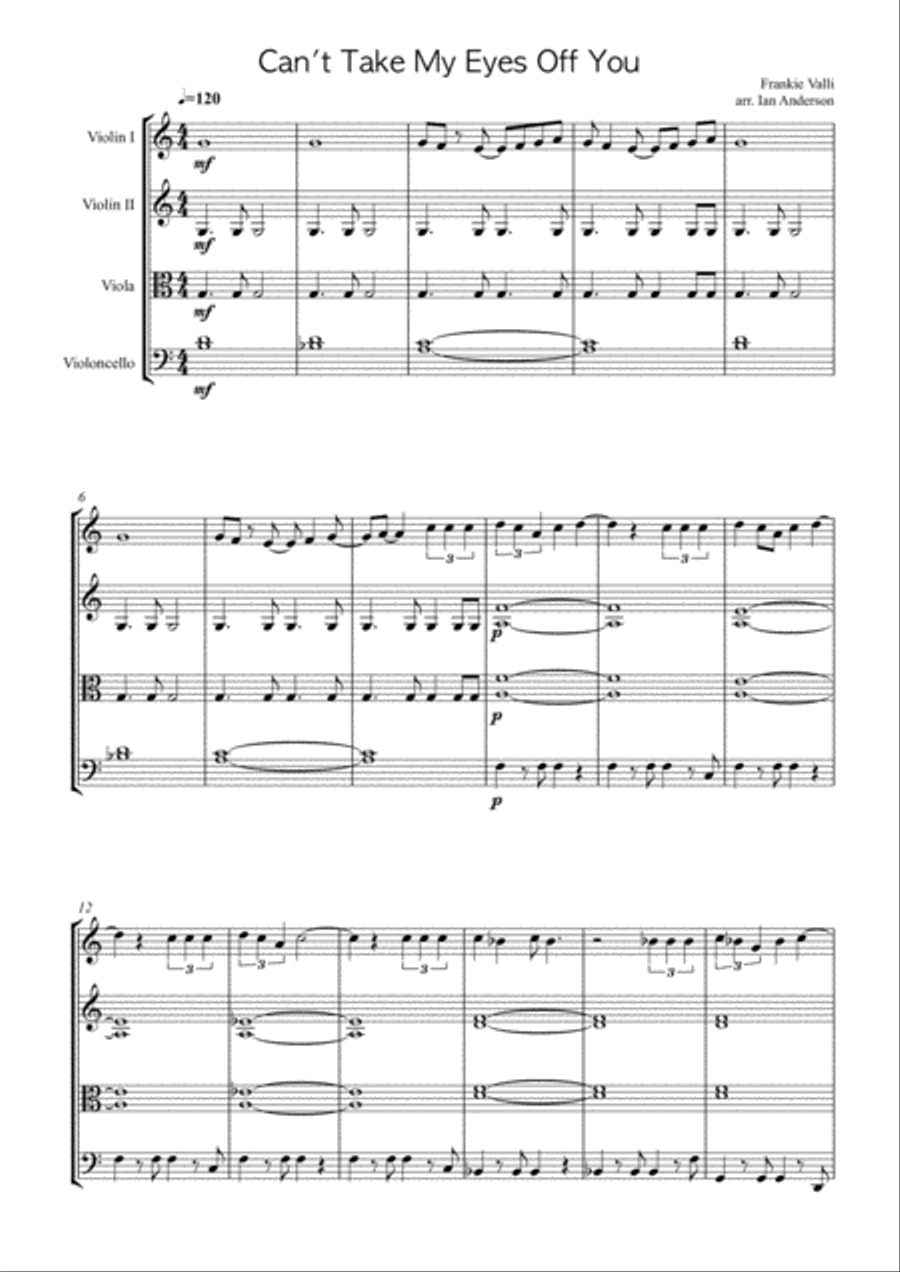 Can't Take My Eyes Off Of You String Trio scores gallery preview page 1