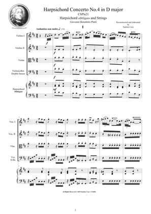 Book cover for Platti - Harpsichord Concerto No.4 in D major CSPla21 for Harpsichord and Strings