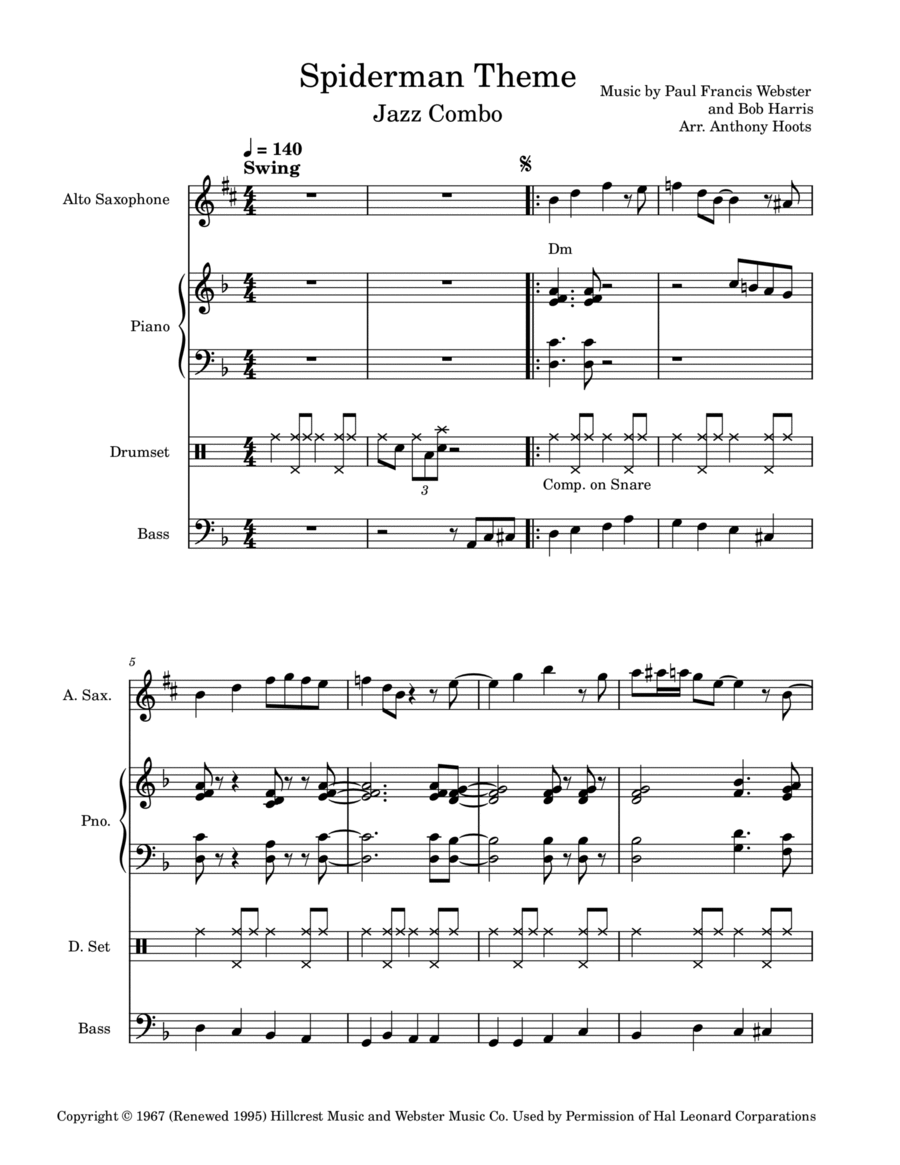 Theme From Spider Man Small Ensemble scores gallery preview page 1