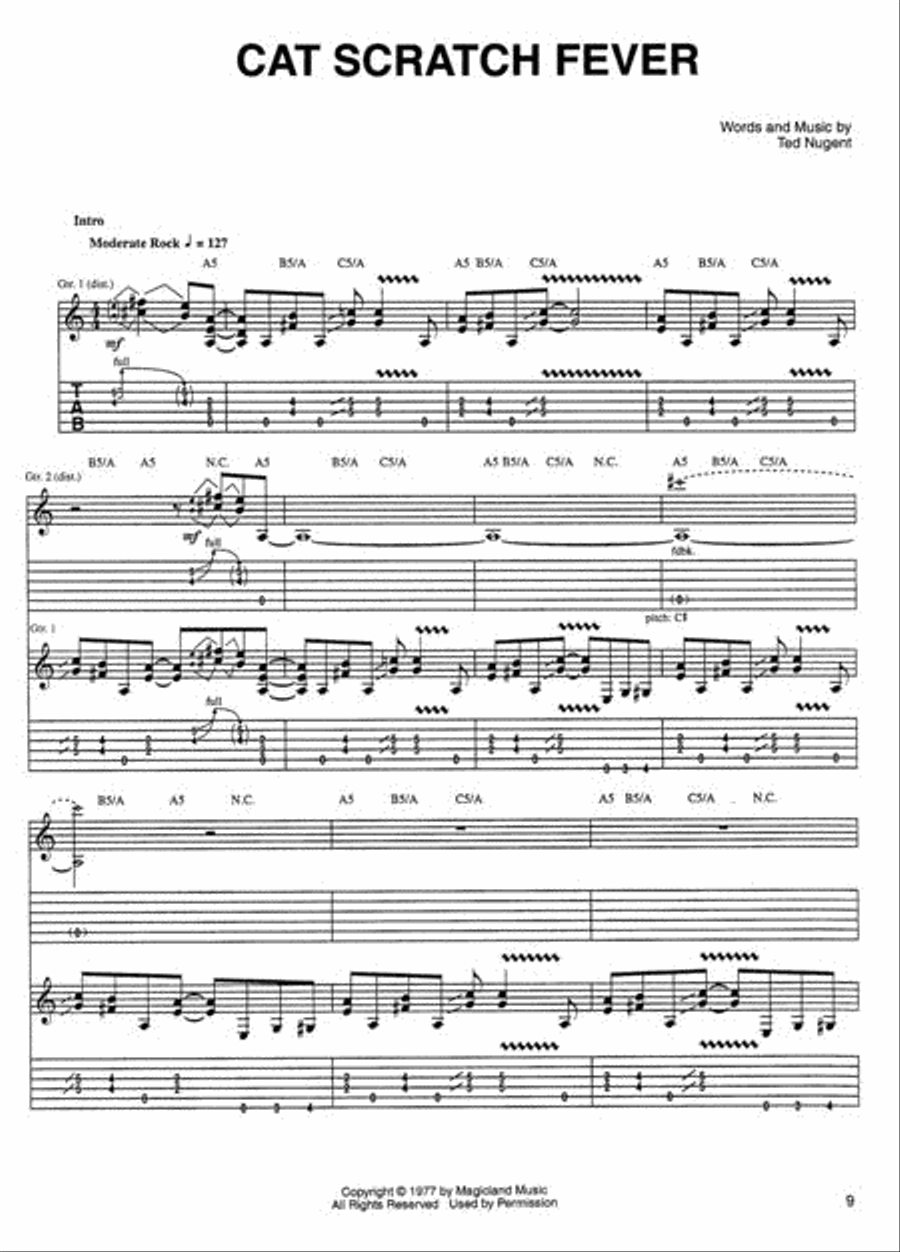 Best of Ted Nugent Electric Guitar scores gallery preview page 2