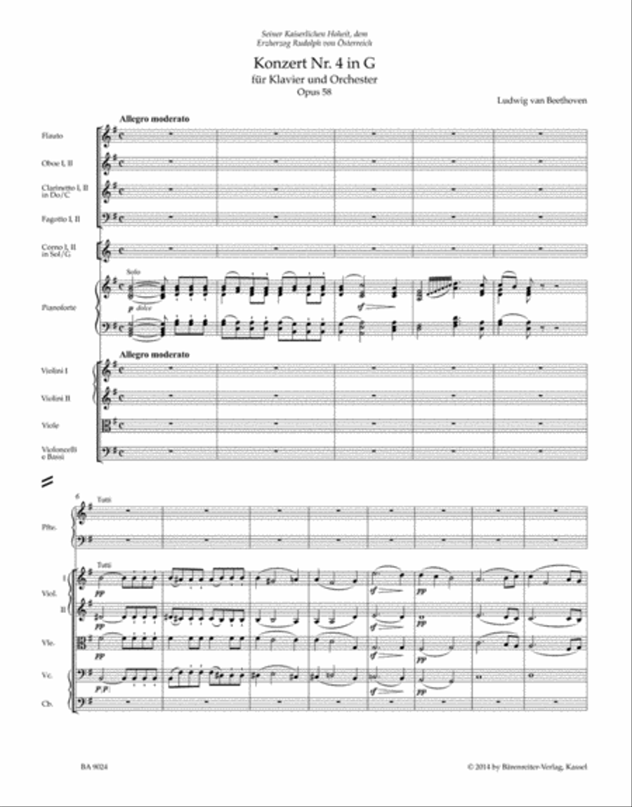 Concerto for Pianoforte and Orchestra Nr. 4 G major op. 58 Orchestra scores gallery preview page 2
