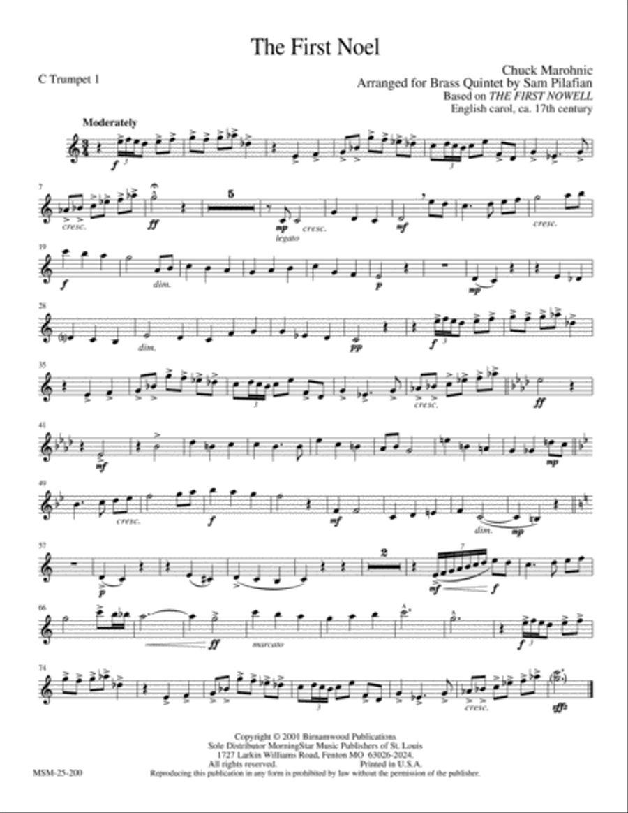 The First Noel (The First Nowell) Brass Quintet scores gallery preview page 5