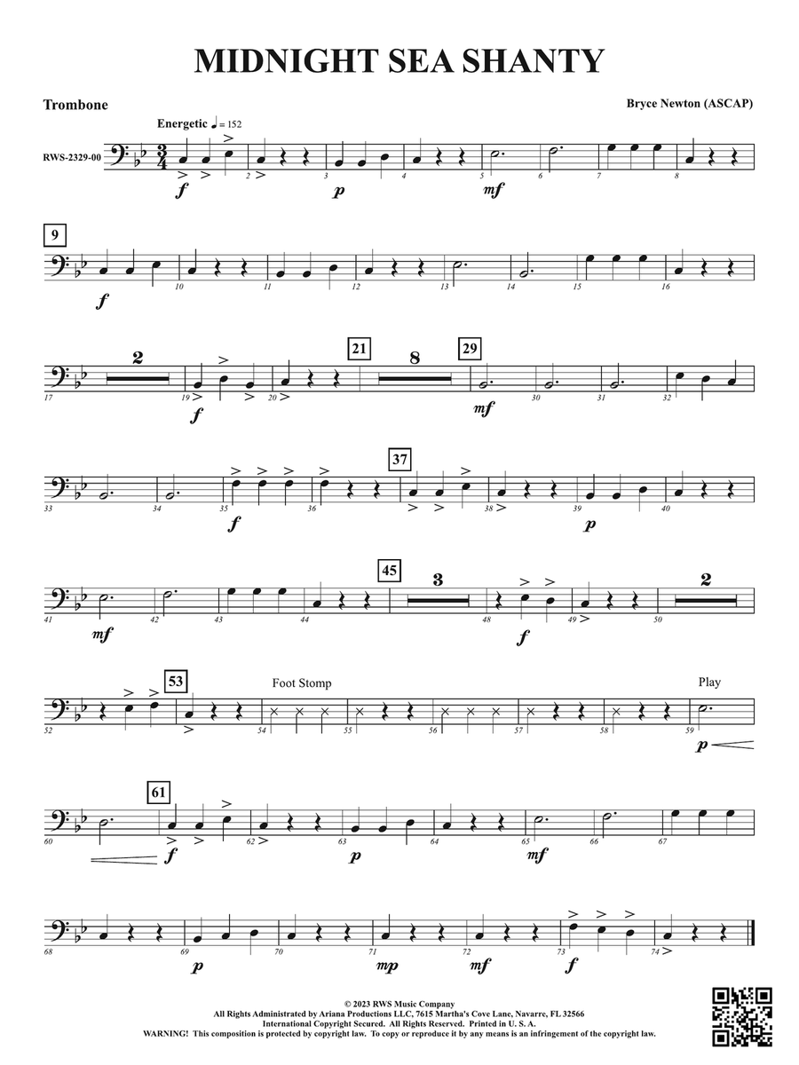 Midnight Sea Shanty: 1st Trombone Trombone scores gallery preview page 1