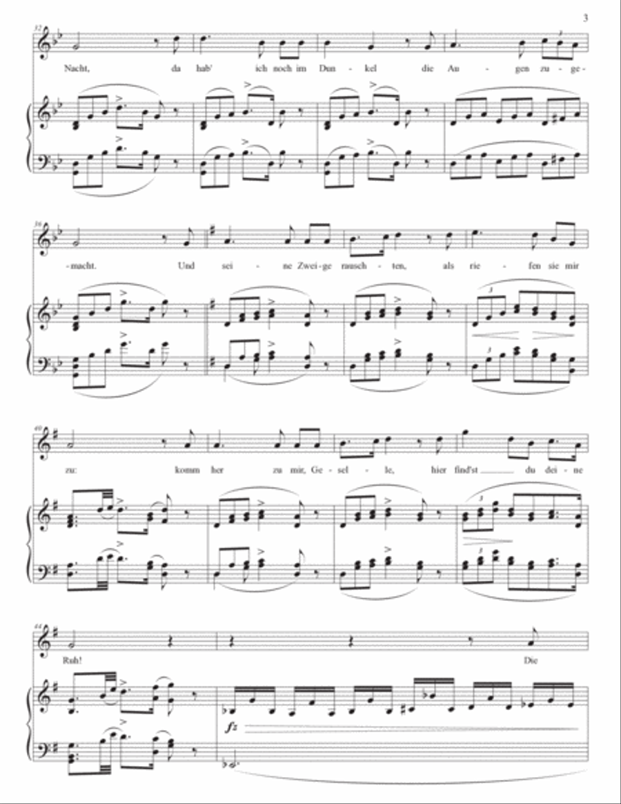SCHUBERT: Der Lindenbaum, D. 911 no. 5 (transposed to G major) Voice scores gallery preview page 4