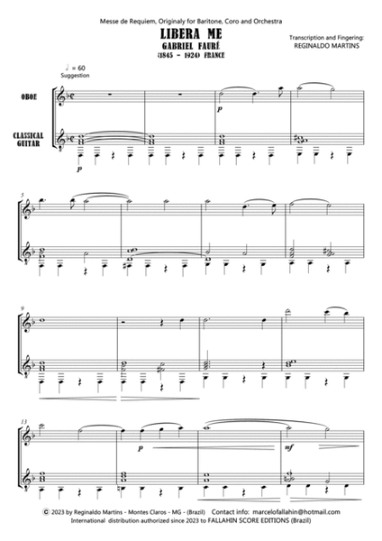 LIBERA ME - GABRIEL FAURÉ - FOR OBOE AND GUITAR image number null
