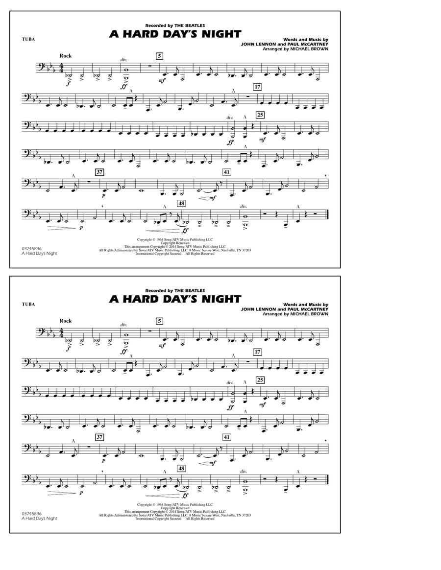 A Hard Day's Night - Tuba Marching Band scores gallery preview page 1