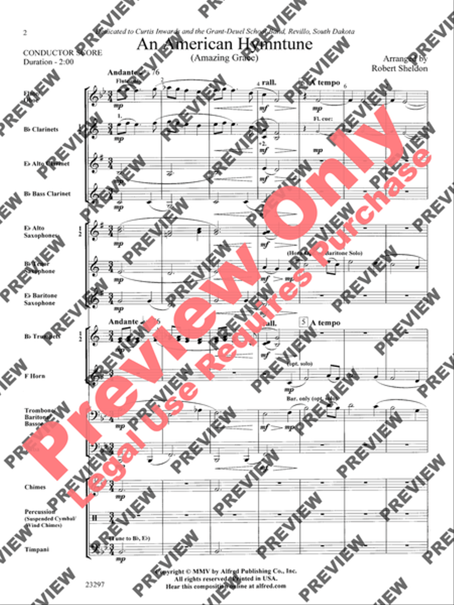 An American Hymntune (Amazing Grace) Concert Band scores gallery preview page 3