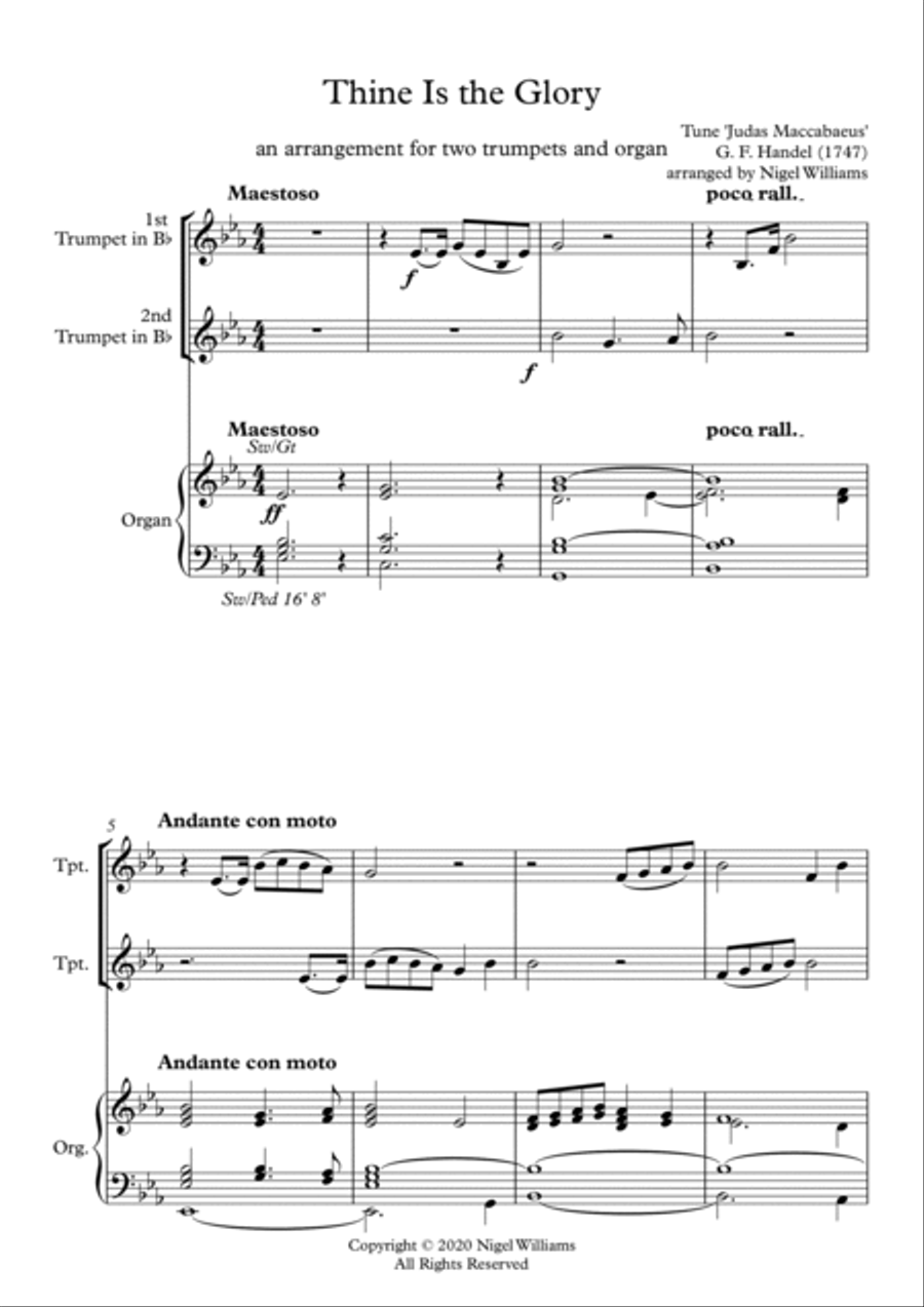 Thine Is the Glory, for Trumpet Duet and Organ Trumpet Duet scores gallery preview page 2