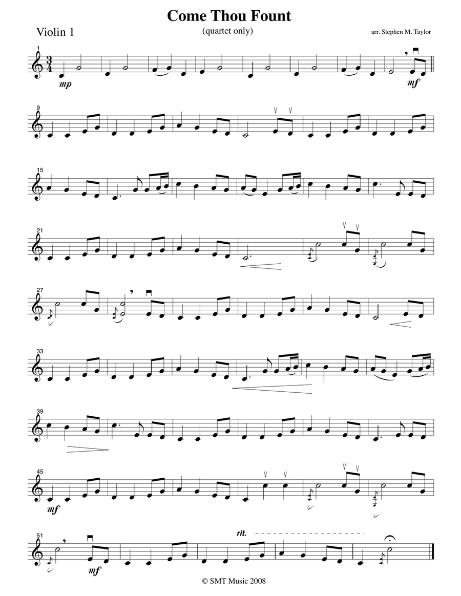 Come Thou Fount of Every Blessing String Quartet scores gallery preview page 2