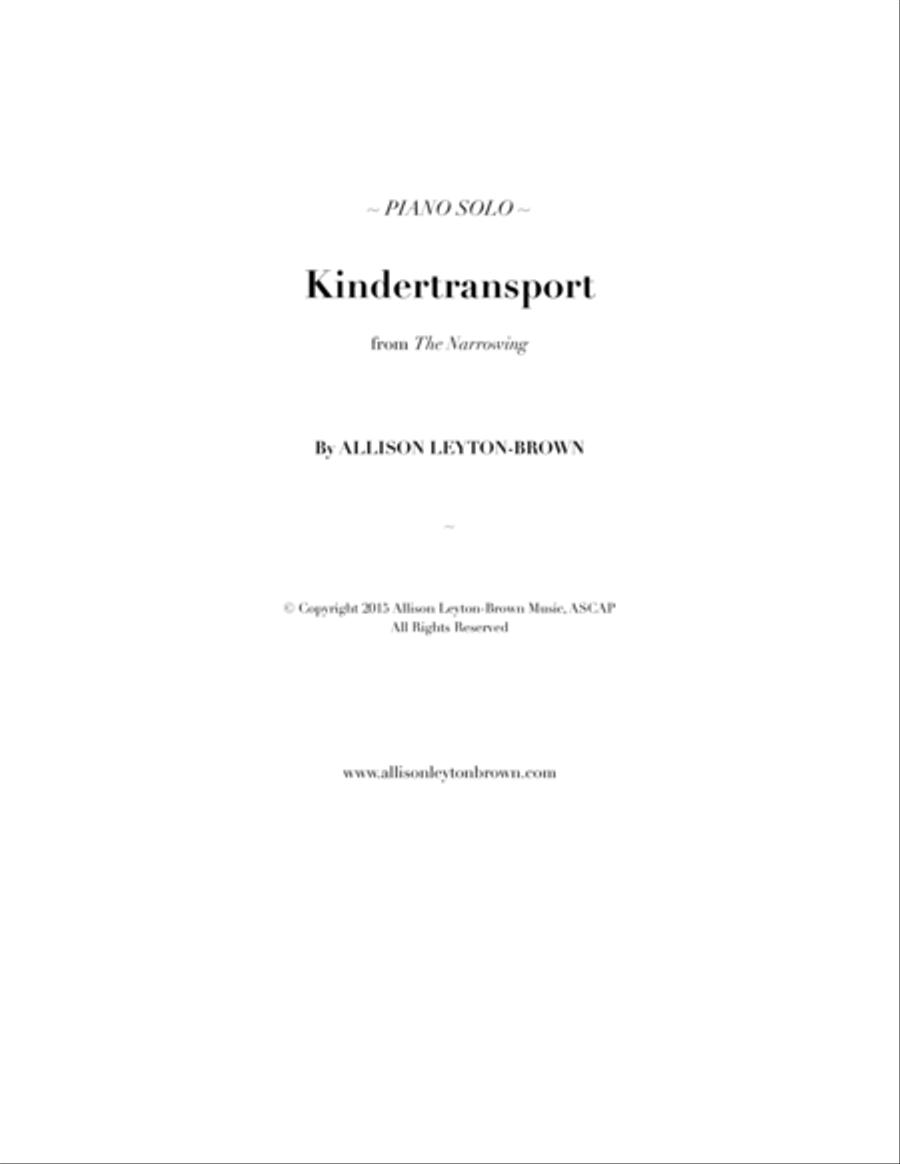 Kindertransport - Evocative Piano Solo - by Allison Leyton-Brown Piano Solo scores gallery preview page 1